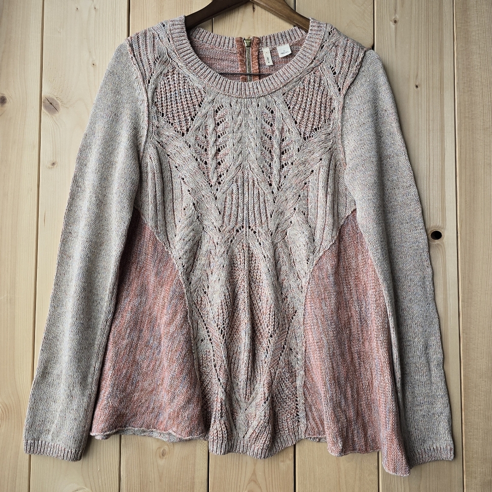 Anthropologie Moth Long Sleeve Linen Anita Swing Sweater Womens Medium
